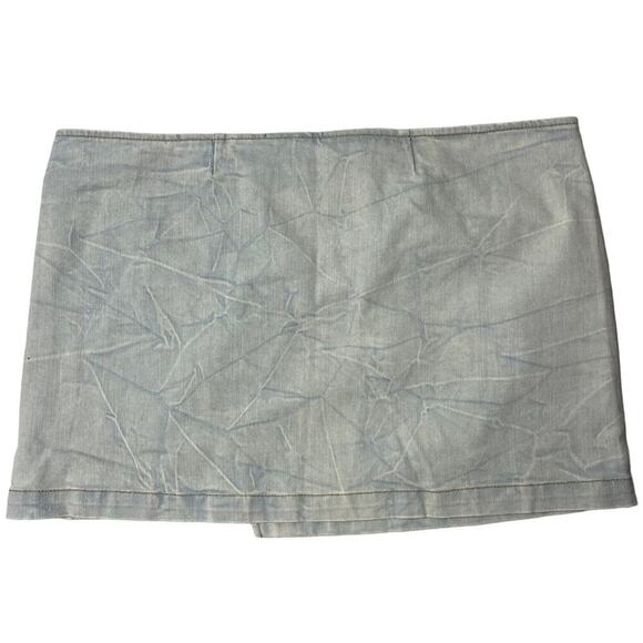 RETROFETE Willa Low Rise Skirt Denim Blue Dawn Button Stretch Slit Size XL NEW - Picture 7 of 10